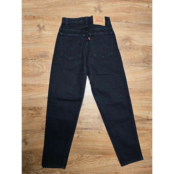 Vintage Levi's 501 Womens Jeans 9 Short Black Dark Wash Relax Fit Tapered Leg - Picture 4 of 13